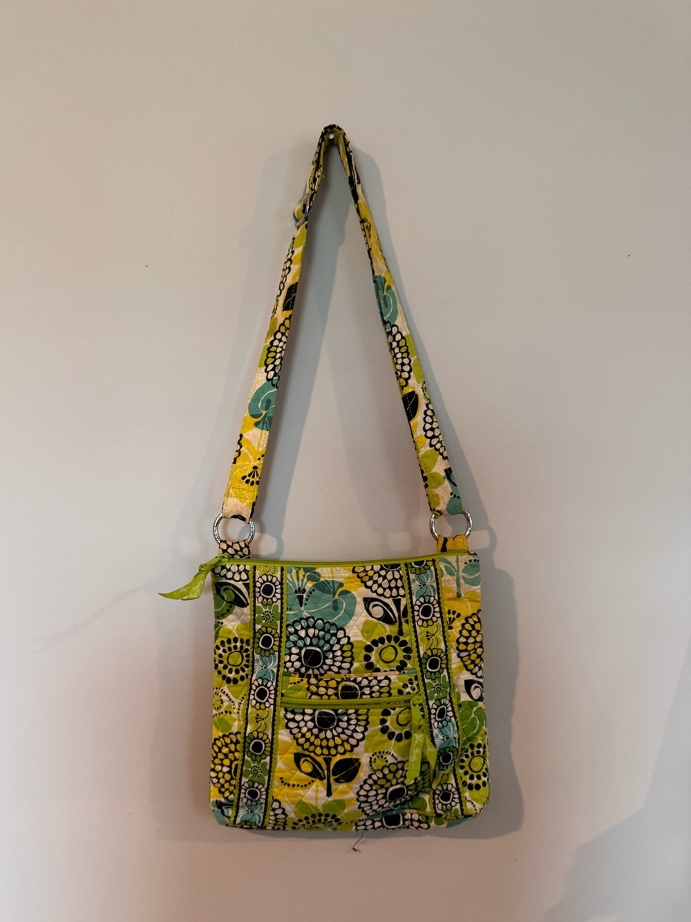 Vera Bradley Floral Pattern Crossbody Shoulder Bag in Yellow & Green